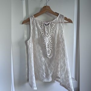 Lace detail beach tank top/cover-up
